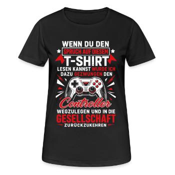 Controller Gamer Spruch Zocker - Frauen T-Shirt atmungsaktiv - Schwarz - Vorne - AI Model Female 172 light (172cm)