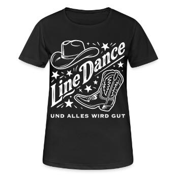 Line Dance Cowboy Flair - Frauen T-Shirt atmungsaktiv - Schwarz - Vorne - AI Model Female 172 light (172cm)