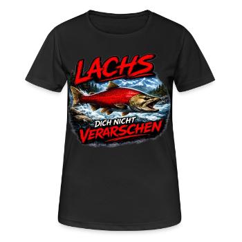 Lachs dich nicht verarschen - Frauen T-Shirt atmungsaktiv - Schwarz - Vorne - AI Model Female 172 light (172cm)