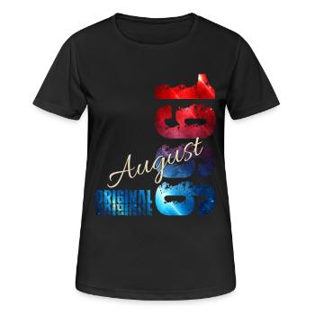 60. Geburtstag Geschenk Original August 1966 - Frauen T-Shirt atmungsaktiv - Schwarz - Vorne - AI Model Female 172 light (172cm)