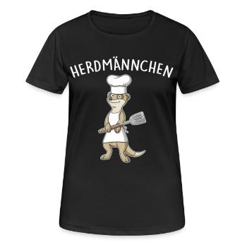 Herdmännchen – Erdmännchen am Grill - Frauen T-Shirt atmungsaktiv - Schwarz - Vorne - AI Model Female 172 light (172cm)