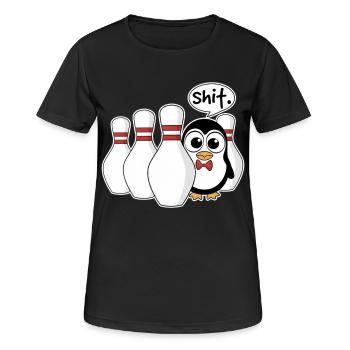 Pinguin im Kegel – Shit Moment Shirt - Frauen T-Shirt atmungsaktiv - Schwarz - Vorne - AI Model Female 172 light (172cm)