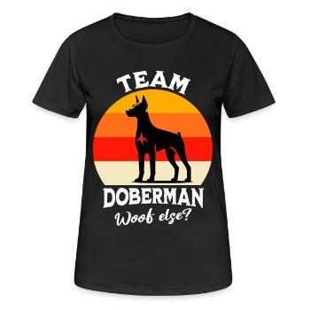 Team Dobermann - Frauen T-Shirt atmungsaktiv - Schwarz - Vorne - AI Model Female 172 light (172cm)