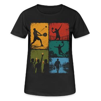 Padel und humorvoller Aperitif - Frauen T-Shirt atmungsaktiv - Schwarz - Vorne - AI Model Female 172 light (172cm)