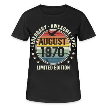 Legendäres Retro-Vintage-Jubiläum im August 1970 - Frauen T-Shirt atmungsaktiv - Schwarz - Vorne - AI Model Female 172 light (172cm)