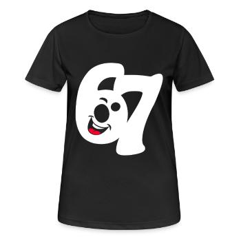 six sept | Numéros duo 6 et 7 | Visage heureux - T-shirt respirant Femme - noir - Devant - AI Model Female 172 light (172cm)