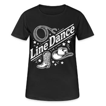 Line Dance Western Boots Hat Logo - Women's Breathable T-Shirt - black - Front - AI Model Female 172 light (172cm)