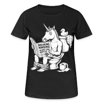 Nonsens Motiv mit Einhorn - Frauen T-Shirt atmungsaktiv - Schwarz - Vorne - AI Model Female 172 light (172cm)