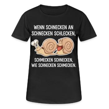 Schnecken schlecken – Lustiger Zungenbrecher - Frauen T-Shirt atmungsaktiv - Schwarz - Vorne - AI Model Female 172 light (172cm)