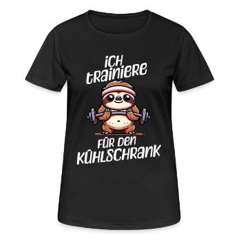 Faultier Shirt – Ich Trainiere Für Den Kühlschrank - Frauen T-Shirt atmungsaktiv - Schwarz - Vorne - AI Model Female 172 light (172cm)