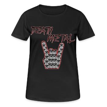 Death Metal Skull Hand Pommesgabel  - Frauen T-Shirt atmungsaktiv - Schwarz - Vorne - AI Model Female 172 light (172cm)