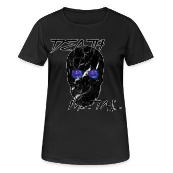 Galaxie Death Metal Totenkopf  - Frauen T-Shirt atmungsaktiv - Schwarz - Vorne - AI Model Female 172 light (172cm)
