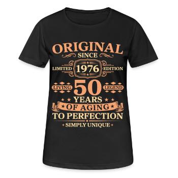 Original since 1976 Birthday 50 Years - Frauen T-Shirt atmungsaktiv - Schwarz - Vorne - AI Model Female 172 light (172cm)