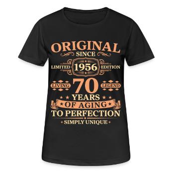 Original since 1956 Birthday 70 Years - Frauen T-Shirt atmungsaktiv - Schwarz - Vorne - AI Model Female 172 light (172cm)