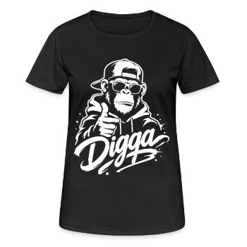 Digga | Cooler Graffiti Affe | Jugendwort - Frauen T-Shirt atmungsaktiv - Schwarz - Vorne - AI Model Female 172 light (172cm)