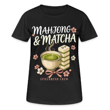 Mahjong & Matcha Spielabend - Frauen T-Shirt atmungsaktiv - Schwarz - Vorne - AI Model Female 172 light (172cm)
