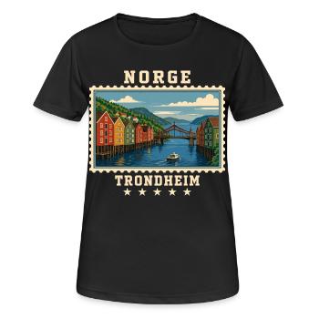 Norwegen Trondheim Vintage Reisemarke - Frauen T-Shirt atmungsaktiv - Schwarz - Vorne - AI Model Female 172 light (172cm)