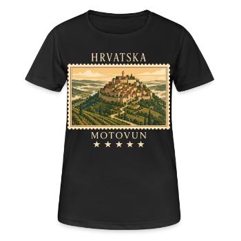 Kroatien Motovun Vintage Reisemarke - Frauen T-Shirt atmungsaktiv - Schwarz - Vorne - AI Model Female 172 light (172cm)