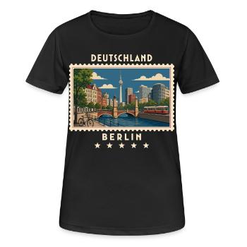 Deutschland Berlin Vintage Reisemarke - Frauen T-Shirt atmungsaktiv - Schwarz - Vorne - AI Model Female 172 light (172cm)