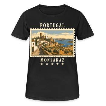 Portugal Monsaraz Vintage Reisemarke - Frauen T-Shirt atmungsaktiv - Schwarz - Vorne - AI Model Female 172 light (172cm)
