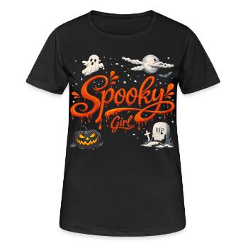 Spooky Girl Shirt Retro Halloween-Shirts Frauen - Frauen T-Shirt atmungsaktiv - Schwarz - Vorne - AI Model Female 172 light (172cm)