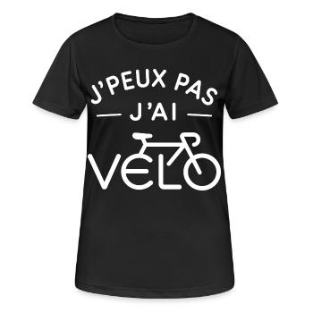 Vélo Humour Cadeau Passionné de Cyclisme - T-shirt respirant Femme - noir - Devant - AI Model Female 172 light (172cm)