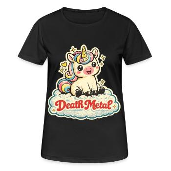 Death Metal Unicorn – Retro 70s Vintage - Women's Breathable T-Shirt - black - Front - AI Model Female 172 light (172cm)