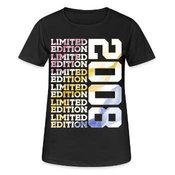 LIMITED EDITION 2008 - 18 JAHRE - 18. GEBURTSTAG - Frauen T-Shirt atmungsaktiv - Schwarz - Vorne - AI Model Female 172 light (172cm)