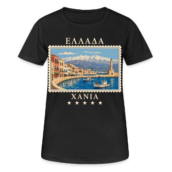 Griechenland Chania Vintage Reisemarke - Frauen T-Shirt atmungsaktiv - Schwarz - Vorne - AI Model Female 172 light (172cm)