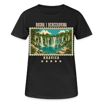 Bosnien und Herzegowina Kravica Vintage Reisemarke - Frauen T-Shirt atmungsaktiv - Schwarz - Vorne - AI Model Female 172 light (172cm)