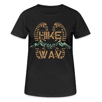 Hike Your Way Wandern Berge Outdoor Geschenk - Frauen T-Shirt atmungsaktiv - Schwarz - Vorne - AI Model Female 172 light (172cm)