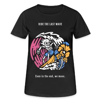 Ride The Last Wave Surfer Skull Ocean Geschenk - Frauen T-Shirt atmungsaktiv - Schwarz - Vorne - AI Model Female 172 light (172cm)