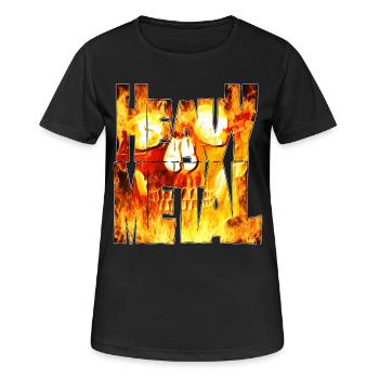 Flammender Schädel Heavy Metal Schriftzug - Frauen T-Shirt atmungsaktiv - Schwarz - Vorne - AI Model Female 172 light (172cm)