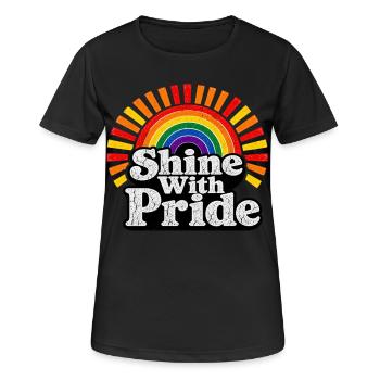 Shine With Pride LGBTQ Statement Retro Motif - Women's Breathable T-Shirt - black - Front - AI Model Female 172 light (172cm)