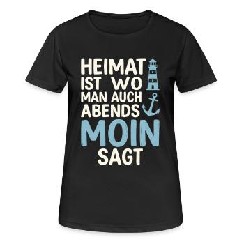 Heimat ist wo man auch abends Moin sagt  - Frauen T-Shirt atmungsaktiv - Schwarz - Vorne - AI Model Female 172 light (172cm)