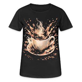 Hot Beans Art Splash Kaffeetasse - Frauen T-Shirt atmungsaktiv - Schwarz - Vorne - AI Model Female 172 light (172cm)