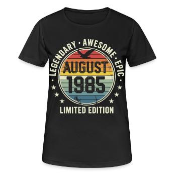 Legendäres Retro-Vintage-Jubiläum im August 1985 - Frauen T-Shirt atmungsaktiv - Schwarz - Vorne - AI Model Female 172 light (172cm)