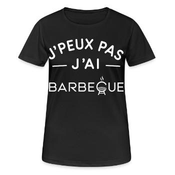 Barbecue Humour Idée Cadeau Grillades entre Amis - T-shirt respirant Femme - noir - Devant - AI Model Female 172 light (172cm)