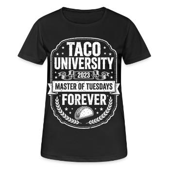 Taco University Master of Tuesdays - Frauen T-Shirt atmungsaktiv - Schwarz - Vorne - AI Model Female 172 light (172cm)