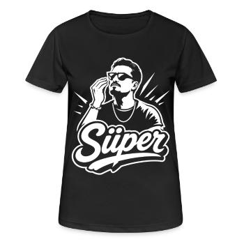 Süper Script Wortmarke Jugendwort - Frauen T-Shirt atmungsaktiv - Schwarz - Vorne - AI Model Female 172 light (172cm)