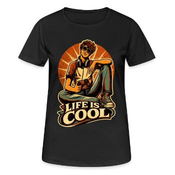 Life Is Cool – Retro Gamer - Frauen T-Shirt atmungsaktiv - Schwarz - Vorne - AI Model Female 172 light (172cm)