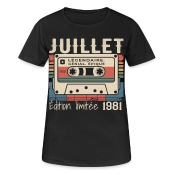 Juli 1981 Geburtstagsgeschenk Juli 1981 - Frauen T-Shirt atmungsaktiv - Schwarz - Vorne - AI Model Female 172 light (172cm)