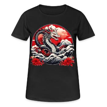 Japanischer Drachen - Frauen T-Shirt atmungsaktiv - Schwarz - Vorne - AI Model Female 172 light (172cm)