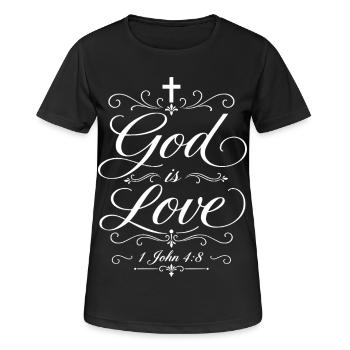 Dieu est amour - 1 Jean 4:8 - T-shirt respirant Femme - noir - Devant - AI Model Female 172 light (172cm)