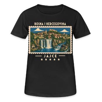 Bosnien und Herzegowina Jajce Vintage Reisemarke - Frauen T-Shirt atmungsaktiv - Schwarz - Vorne - AI Model Female 172 light (172cm)