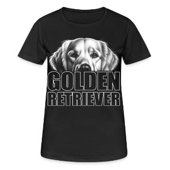 Golden Retriever Porträt mit Schriftzug - Frauen T-Shirt atmungsaktiv - Schwarz - Vorne - AI Model Female 172 light (172cm)