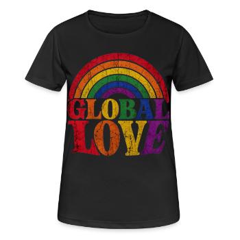 T-shirt Global Love Rainbow Rainbow Pride Proud Saying - T-shirt respirant Femme - noir - Devant - AI Model Female 172 light (172cm)