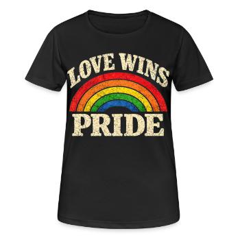 Love Wins Pride Regenbogen CSD LGBTQ Community - Frauen T-Shirt atmungsaktiv - Schwarz - Vorne - AI Model Female 172 light (172cm)