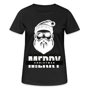 Merry Christmas Weihnachtsmann Geschenk - Frauen T-Shirt atmungsaktiv - Schwarz - Vorne - AI Model Female 172 light (172cm)