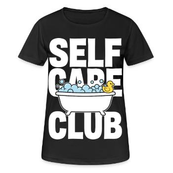 Self Care Club mit Schaumbad und Ente - Frauen T-Shirt atmungsaktiv - Schwarz - Vorne - AI Model Female 172 light (172cm)